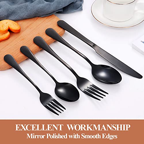 Lazycorner 30 Pcs Black Silverware Set for 6, Mirror Polished Flatware Set Stainless Steel Fork Knife Spoon, Food Grade Eating Utensils Sets, Reusable Silverwear Cutlery Set, Dishwasher Safe - Image 4