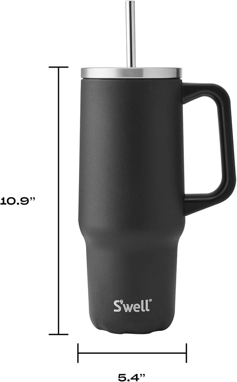 S'well Recycled Stainless Steel Tumbler XL with Straw and Handle, 30oz, Onyx, Triple Layered Vacuum Insulated Container Keeps Drinks Cold 36 hours and Hot for 9, BPA Free - Image 4