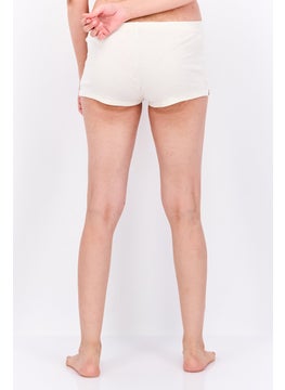UNDIZ Women Ribbed Pull On Pajama Shorts, Beige  - Image 4