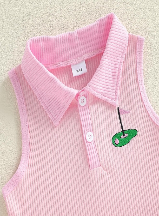 Fernvia Toddler Baby Girl Summer Clothes 1T 2T 3T 4T Ribbed Knit Tops Mini Skirts Set 2Pcs Outfits (A-Golf, 4-5 Years) - Image 4