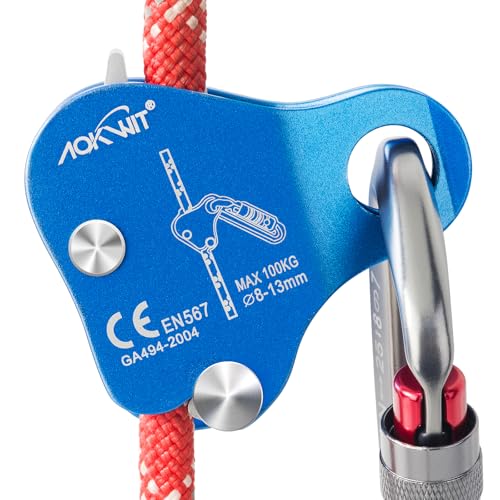 AOKWIT Climbing Ascender Fall Protection Belay Device Climbing Rope Grab for Rock Climbing Mountaineering Tree Arborist Expedition Caving Rescue Aerial Work (Blue) - Image 1