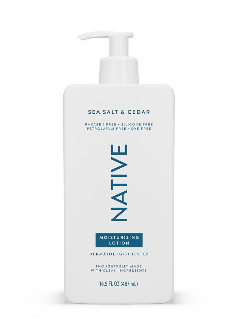 native Native Body Lotion Contains Naturally Derived Plant-Based Moisturizers for Women and Men | Restores Dry Skin, Sea Salt & Cedar, 16.5 fl oz  - Image 1
