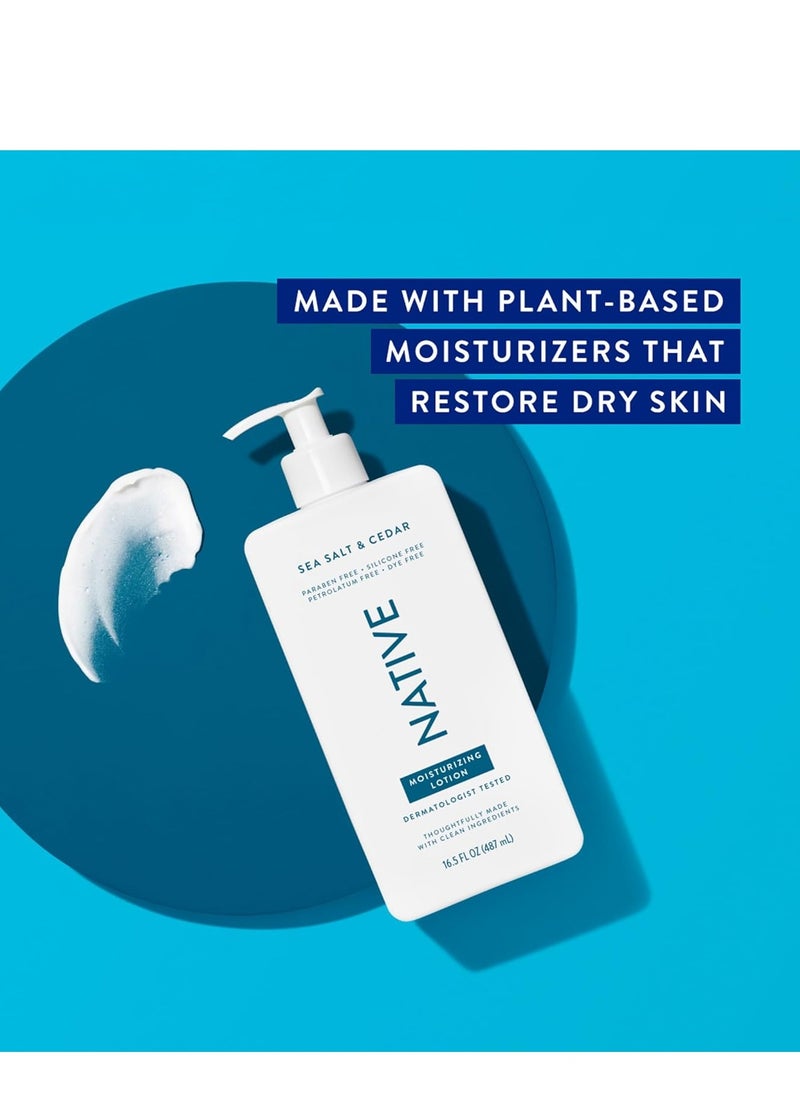 native Native Body Lotion Contains Naturally Derived Plant-Based Moisturizers for Women and Men | Restores Dry Skin, Sea Salt & Cedar, 16.5 fl oz  - Image 3