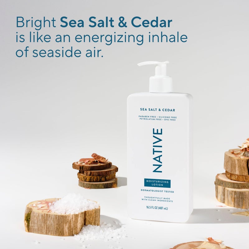 Native Body Lotion Contains Naturally Derived Plant-Based Moisturizers for Women and Men | Restores Dry Skin, Sea Salt & Cedar, 16.5 fl oz - Image 4