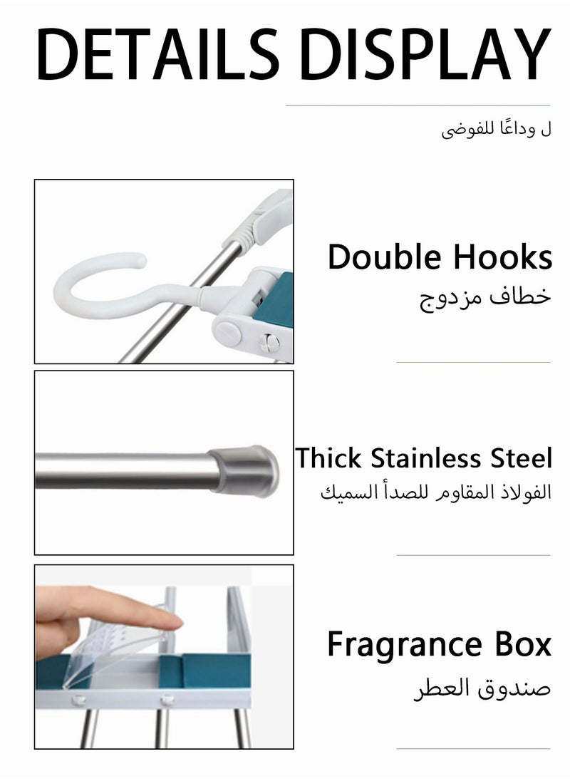 UNUNS Trouser Pants Rack Hanger,6 Layers Pants Hangers With Non-Slip Clip,Telescopic Folding 180 Degree Metal Closet Organizer,Space Saving White  - Image 5