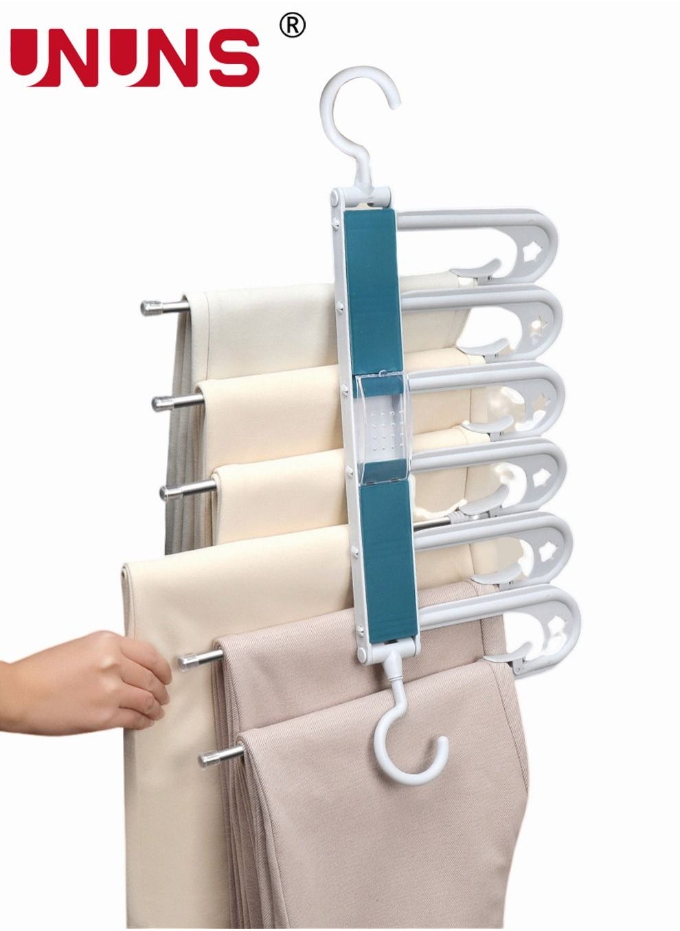 UNUNS Clothes Hangers,5 In 1 Heavy Duty Closet Organizer,Multi Layer ...