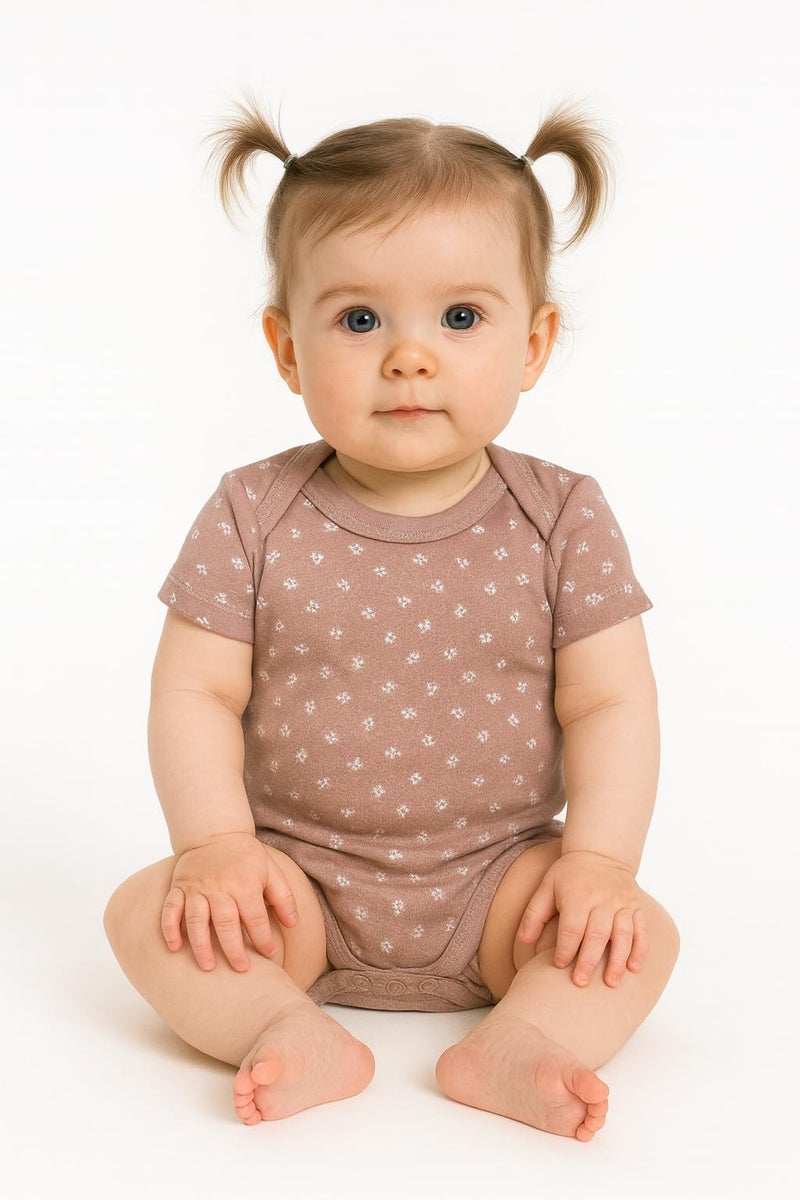 TuddyBuddy Baby Girls 100% Cotton Multi Color Half Sleeves Romper Combo/Bodysuit Set for Baby Girl (Pack of 5 - Lions & Pastel Florals Prints, 0-3 Months Baby Girl) - Image 5