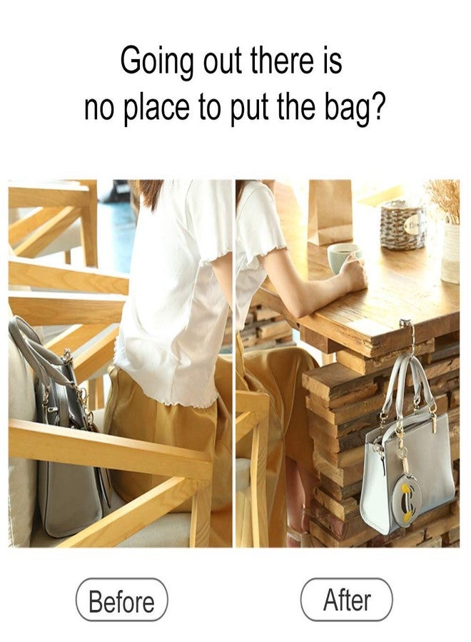 ميلالوكو خطافات حقائب ميلالوكو القابلة للطي - مجموعة من 4 خطافات حقائب قابلة للطي - مجموعة خطافات حقائب - خطافات مكتبية للحقائب (خطاف حقيبة فضي) - Image 5