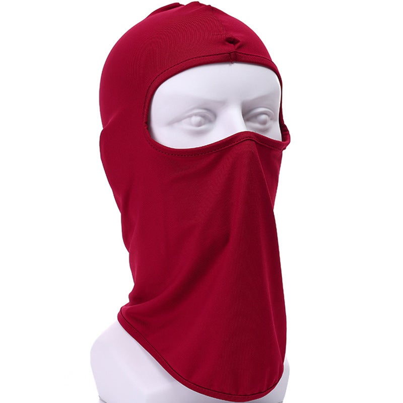 Generic Summer riding mask Ice Silk headgear sunscreen dustproof full face neck protection headgear bicycle electric car inner liner Cap TT-13 wine red