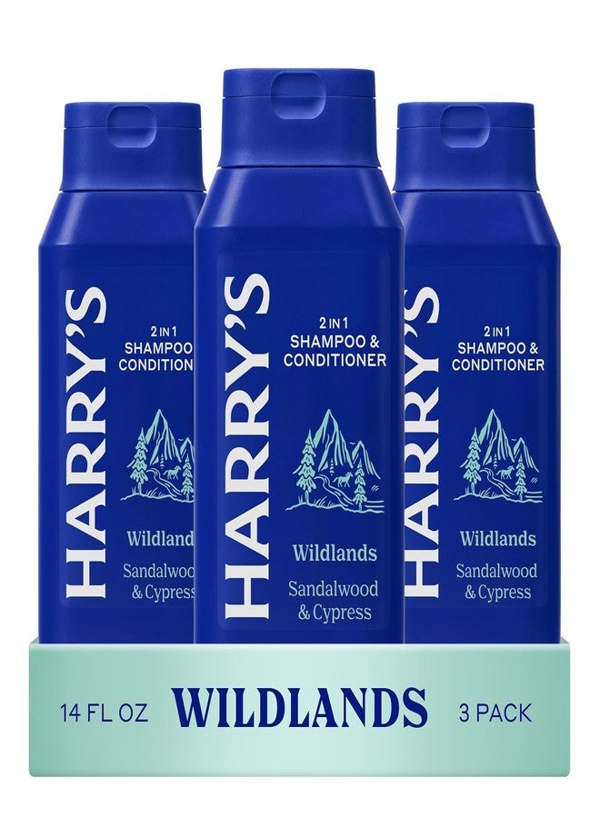 Harry's Men's 2 in 1 Shampoo and Conditioner for All Hair Types - New Wildlands Scent - (3 Pack) 14 fl oz - No Parabens or Sulfates - Image 1