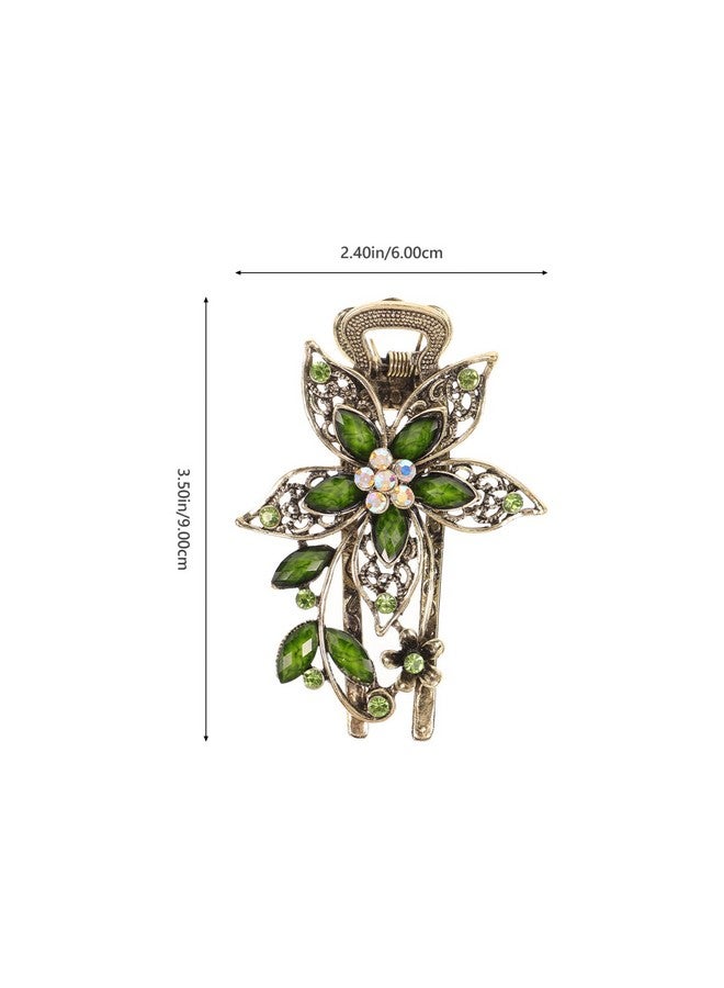 Uonlytech Onlytech Girl Hair Clips Flower Crystal Hair Clip Sparkly Glitter Rhinestones Hair Clips French Elegant Hair Barrettes Hair Jewelry For Women Girls Green French Hair Pin - Image 3