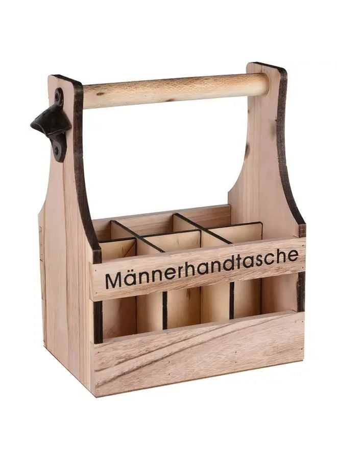 حاملة زجاجات البيرة الخشبية البنية لـ 6 زجاجات مع فتاحة هدية للرجال عيد ميلاد يوم الأب - Image 1