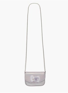 Little Missy Girls Floral Accent Crossbody Bag with Chain Strap and Button Closure  - Image 2