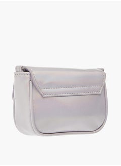 Little Missy Girls Floral Accent Crossbody Bag with Chain Strap and Button Closure  - Image 3