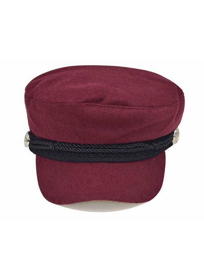 Brcus Women Yacht Captain Sailor Hat Newsboy Cabbie Baker Boy Peaked Beret Cap, Wine Red W/Lace, 7-7 1/8 - Image 3