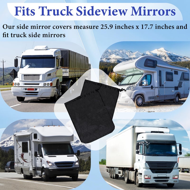 BFXM 2Pcs Side Mirror Covers, Waterproof Car Side Mirror Protection for Snow, Ice, Bird Droppings - Suit Fit for Trucks, Winter Rearview Guard, Auto Exterior Accessories with Drawstrings - Image 3