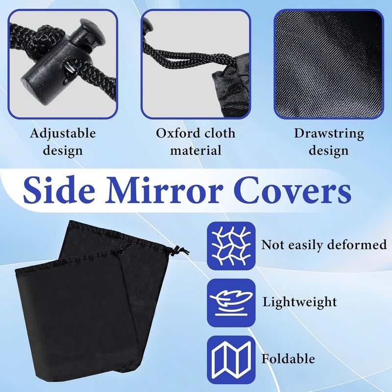 BFXM 2Pcs Side Mirror Covers, Waterproof Car Side Mirror Protection for Snow, Ice, Bird Droppings - Suit Fit for Trucks, Winter Rearview Guard, Auto Exterior Accessories with Drawstrings - Image 4