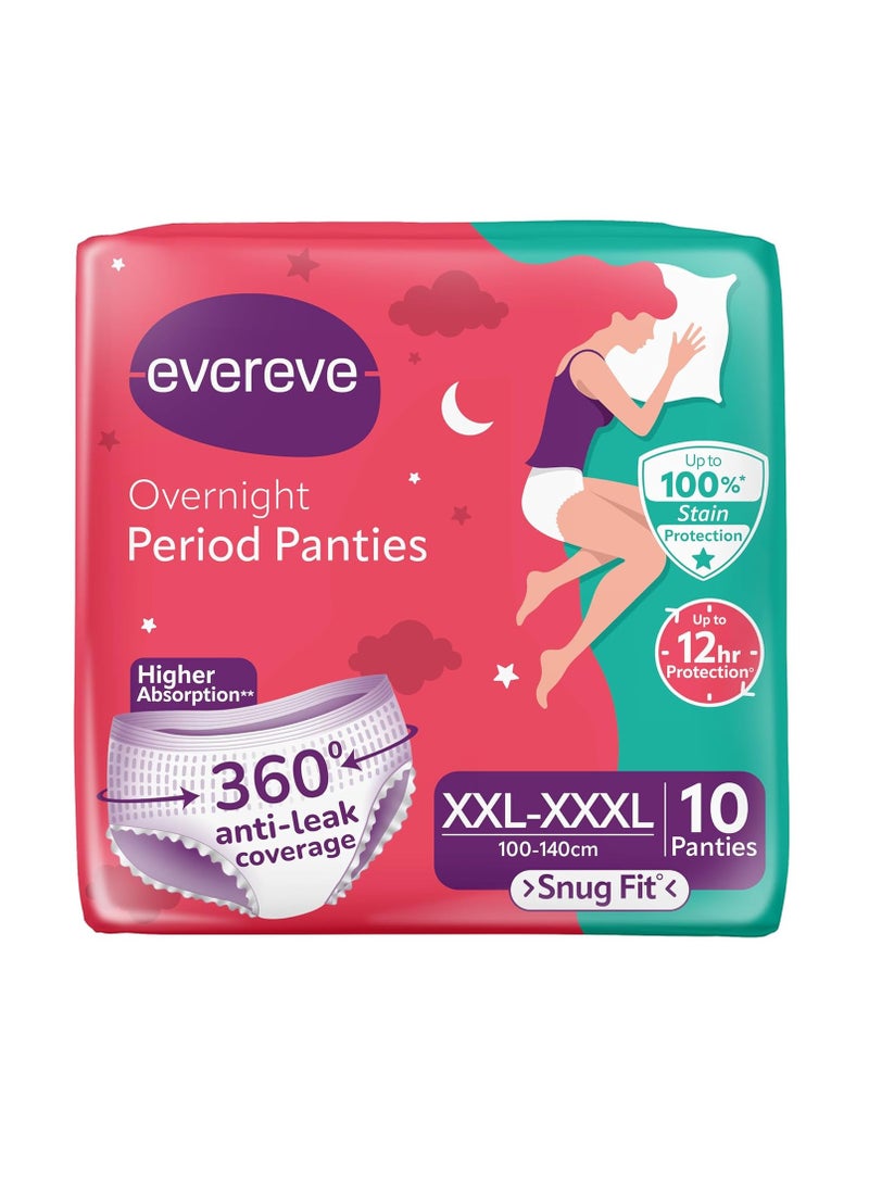 عشية أي وقت مضى ملابس داخلية إيفيريف للنساء والفتيات، مقاسات (XXL-XXXL)، 10 قطع، تغطية 360 درجة، 0% تسرب، امتصاص عالي للتدفق الغزير، فوط صحية للولادة، حماية ما بعد الولادة وأثناء الليل، ملابس داخلية للاستخدام مرة واحدة - Image 1