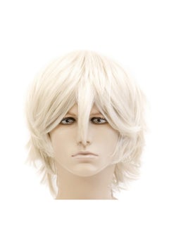 OneDor 12 Inch Short Straight Men Hair Wig Colored Cosplay Wig Heat Friendly Party Costume Unisex Wig (Silver White)  - Image 2