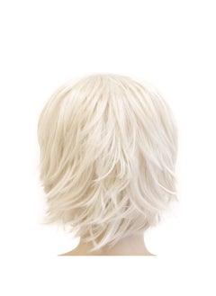 OneDor 12 Inch Short Straight Men Hair Wig Colored Cosplay Wig Heat Friendly Party Costume Unisex Wig (Silver White)  - Image 5