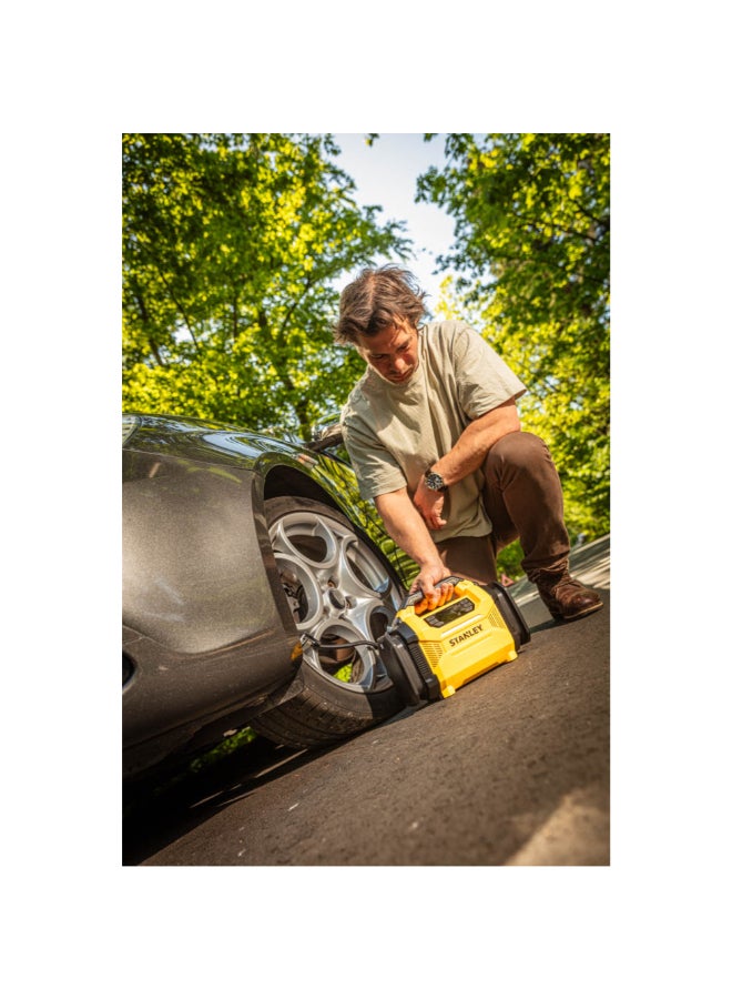 Stanley 12V Portable Digital Air Inflator Yellow and Black 17 x 11 x 21 cm SXIF0001 - Image 2