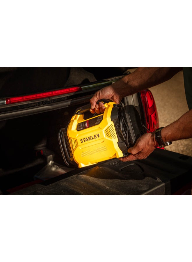 Stanley 12V Portable Digital Air Inflator Yellow and Black 17 x 11 x 21 cm SXIF0001 - Image 1