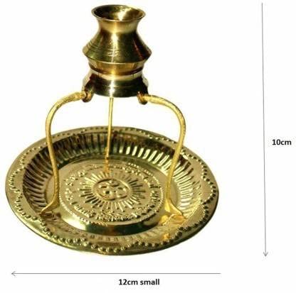 Navyaksh Brass Pooja Plate Thali with Shivling Stand and Abhishek Lota Kalash Brass Brass Kalash (Gold) Brass Kalash. Decorative Showpiece - 10 cm (Brass, Gold) - Image 2
