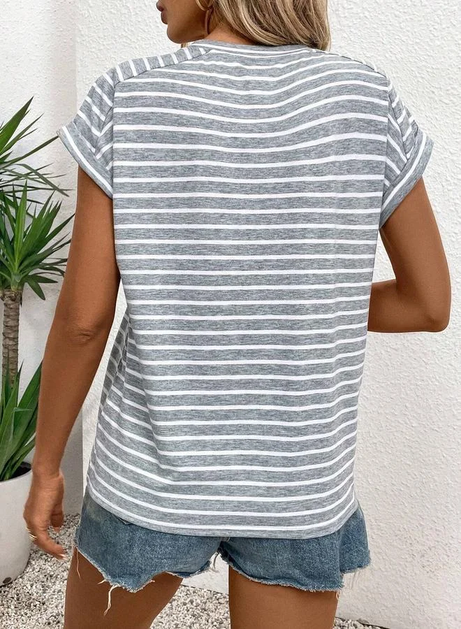 Take Two Take Two Striped Round Neck Short Sleeve T-Shirt
