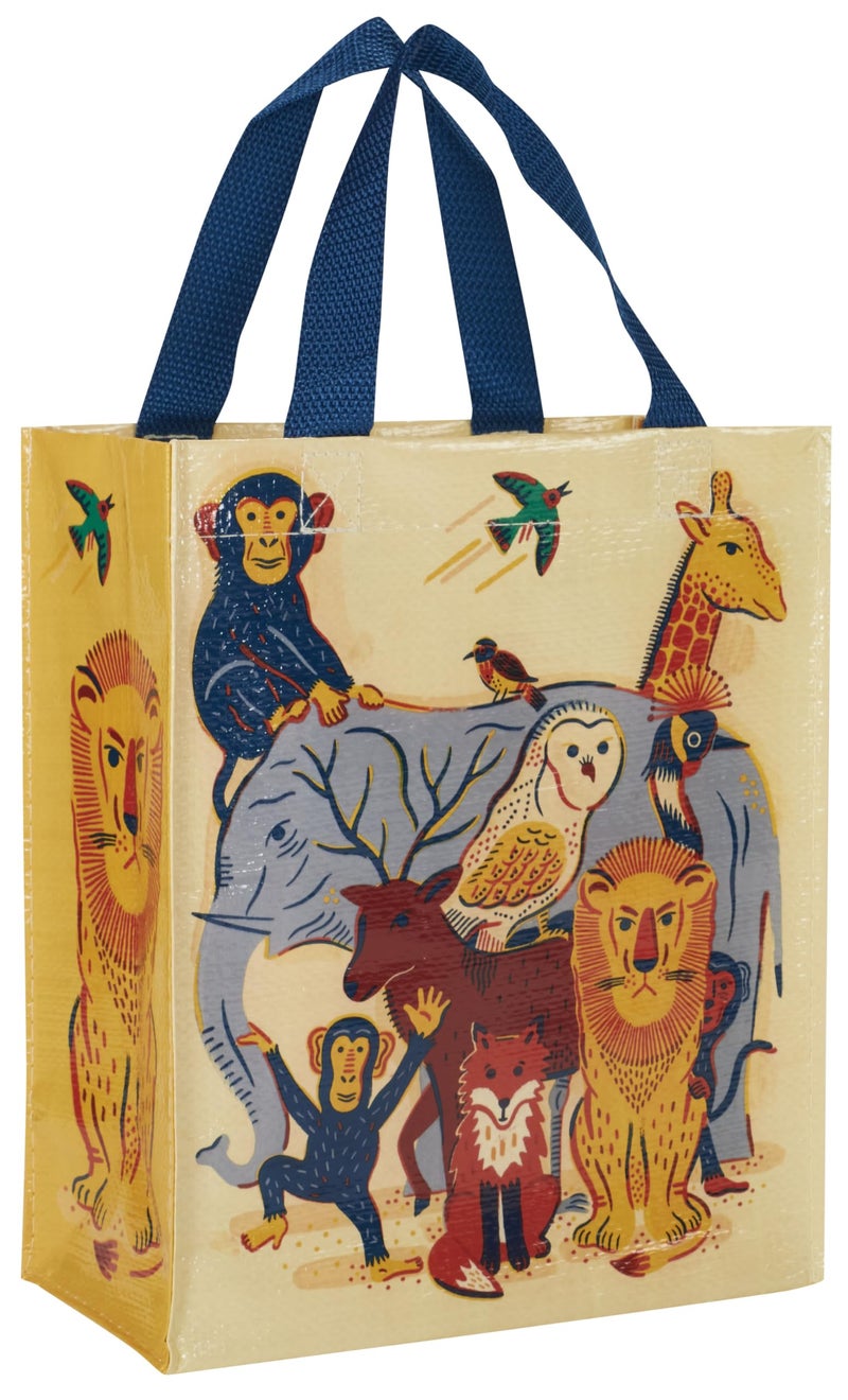Blue Q Handy Tote Bag - Animal Family - Recycled & Reusable Sturdy Canvas Shopping Bag with Quirky Art and Handles, 95% Recycled Material, Ideal for Lunch, Gift, Groceries 10" h x 8.5" w x 4.5" d - Image 1