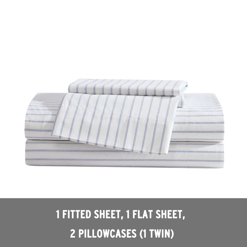 Eddie Bauer Eddie Bauer - Queen Sheets  Cotton Percale Bedding Set  Crisp & Cool Home Decor (Essential Stripe White  Queen)  - Image 2