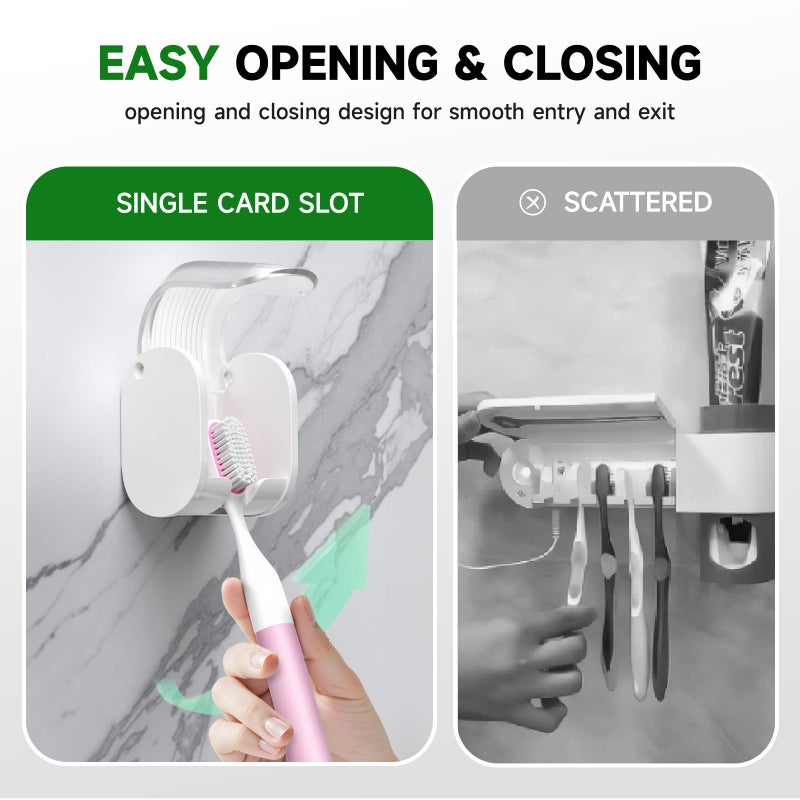 LUWUIDEN 2 Pcs Toothbrush Holders Wall Mounted, Single Slot Design, Shower Self Adhesive Wall Mounted Toothbrush Holder with Cover, Waterproof and Dustproof, Suitable for Bathroom, Family, Travel (Transparent) - Image 4