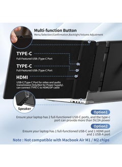 V2COM Laptop Screen Extender Monitor - 14 Inch Portable IPS FHD 1080P HDMI/USB-A/Type-C Dual Extended Monitor for Laptops ,Compatible with Windows Mac Travel Gaming Work  - Image 2