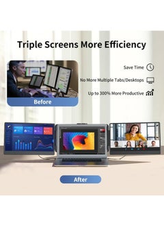V2COM Laptop Screen Extender Monitor - 14 Inch Portable IPS FHD 1080P HDMI/USB-A/Type-C Dual Extended Monitor for Laptops ,Compatible with Windows Mac Travel Gaming Work  - Image 3