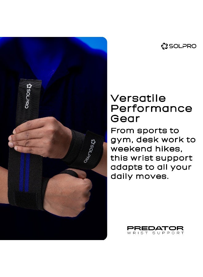 SOLPRO Predator Weight Lifting Wrist Support | Advanced Wrist Support for Powerlifting & Strength Training (Black/Blue) - Image 3
