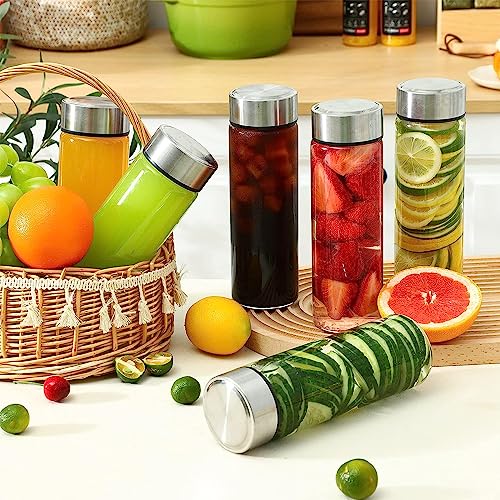 Vency Water Bottle with Leak-Proof Lid - Water, Smoothie, Juicer and Beverage Glasses (Set Of 6, 750ml Big cap Glass Bottles) Clear - Image 4
