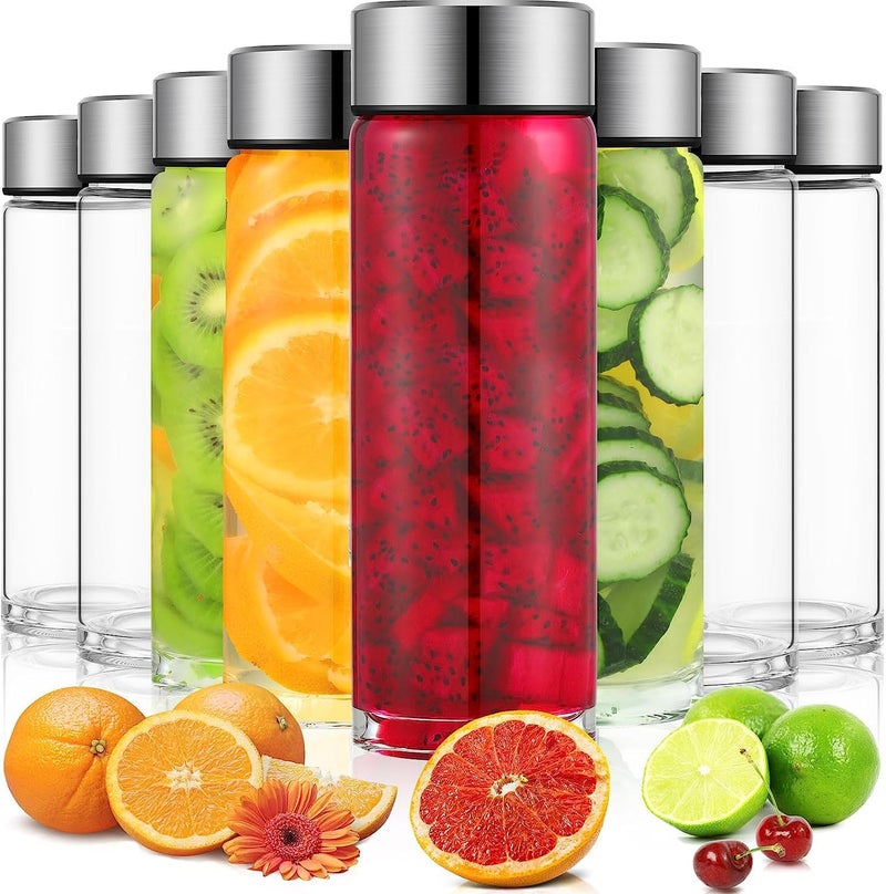 Vency Water Bottle with Leak-Proof Lid - Water, Smoothie, Juicer and Beverage Glasses (Set Of 6, 750ml Big cap Glass Bottles) Clear - Image 3
