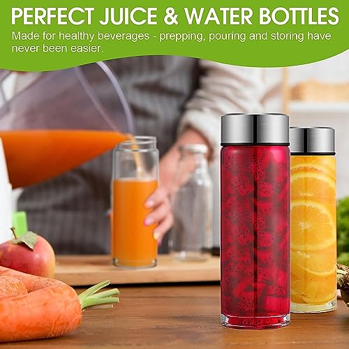 Vency Water Bottle with Leak-Proof Lid - Water, Smoothie, Juicer and Beverage Glasses (Set Of 6, 750ml Big cap Glass Bottles) Clear - Image 5