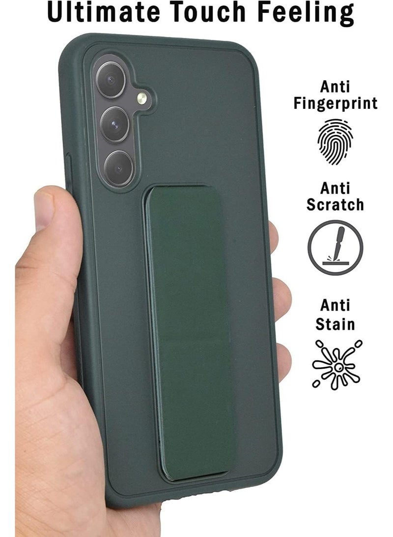 Denx Samsung Galaxy A17 Case with Kickstand and Magnetic Holder, Premium Vertical Strap and Grip with Silicone Holder, multiple viewing positions for Samsung Galaxy A17 (Dark Green) - Image 3