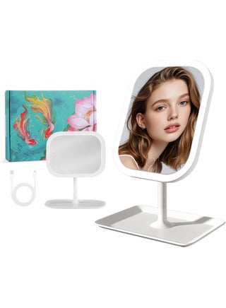 Touch-Sensitive Controls Vanity mirrorr, Makeup Mirror with LED Light, 2400mAh Rechargeable, 270-degree Rotation Adjustment,Beauty Vanity Mirror with Lights， Portable Travel, White, 3 Light Color - view 2