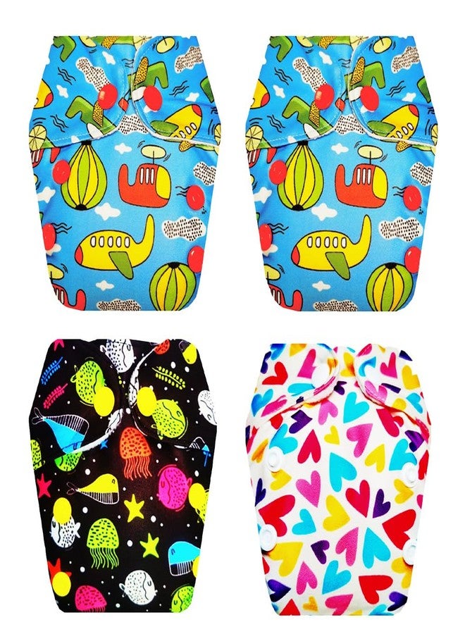Dumbledo Premium Newborn Cloth Diaper with Integrated Soaker (Pack of 4) | Snug Fit | Breathable | Adjustable Snaps | Ideal for Toddlers | 0 - 4 Months | Unisex Baby - Image 1