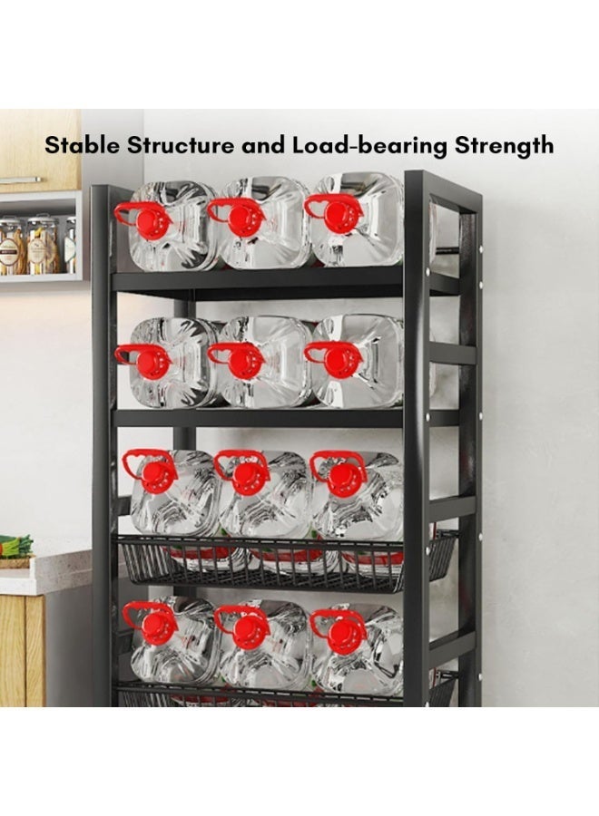 رفوف تخزين المطبخ من 5 طبقات، رفوف معدنية لرفوف مخزن التخزين مع العجلات الدوارة، رف تخزين متحرك متعدد الوظائف، رف دائم للمطبخ/غرفة النوم/خزانة الغسيل - Image 3