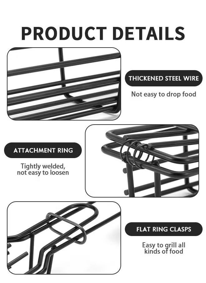 MIXDE 2 Packs 19.3” BBQ Net BBQ Cage Kebab Grilling Basket, Extra Long Stainless Steel Kabob Grilling Baskets with Handle, Metal BBQ Skewers Kabob Basket for Outdoor Grill Kabobs Meat, Loose Veggies  - Image 2