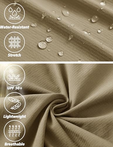 AREOUTS Men's Cargo Work Hiking Pants Lightweight Water Resistant Quick Dry Fishing Travel Camping Outdoor Breathable Multi Pockets Khaki L - Image 4