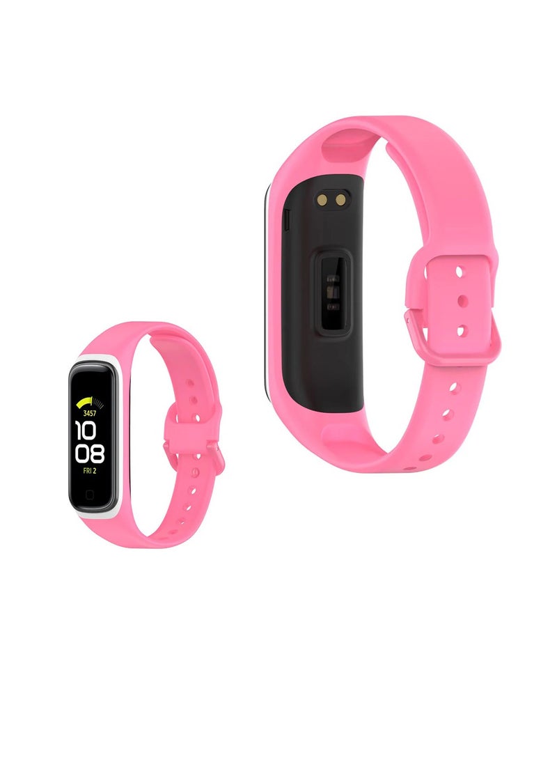 Compatible with Samsung Galaxy Fit 2 (SM-R220) Fitness Tracker Strap Adjustable Soft Silicone Replacement Band for Women Men 