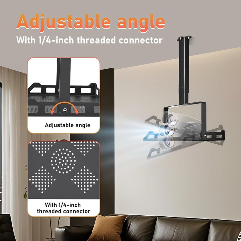 Salange Extendable Projector Ceiling Mount, Height Adjustable Projection Holds up to 22lbs,High Heat Dissipation,Hidden Cable Routing,Suit for Home Theater and Office,Black - Image 5