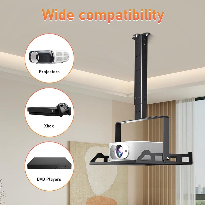 Salange Extendable Projector Ceiling Mount, Height Adjustable Projection Holds up to 22lbs,High Heat Dissipation,Hidden Cable Routing,Suit for Home Theater and Office,Black - Image 3