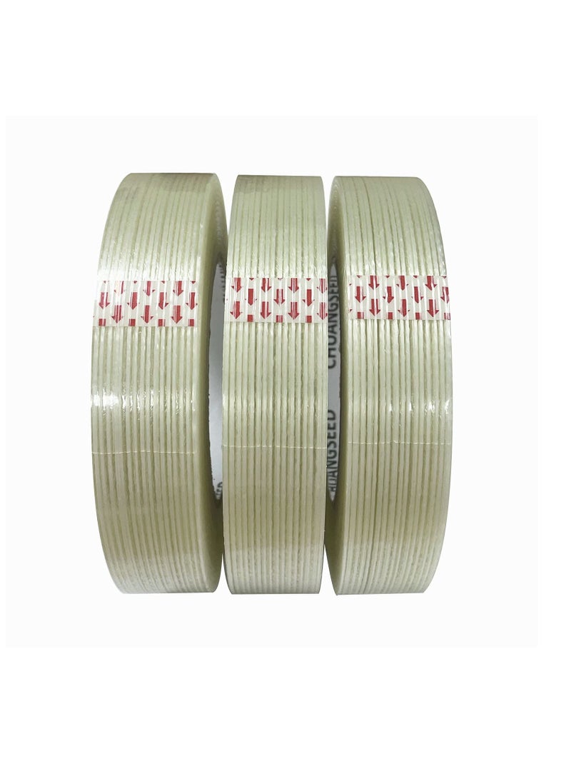 KASTWAVE Mono Filament Strapping Tape, KASTWAVE 30mm*50m Commodity Grade Heavy Duty Transparent Reinforced Fiberglass Tape Grade Fiberglass Reinforced Filament Strapping Tape (3Pack) - Image 1