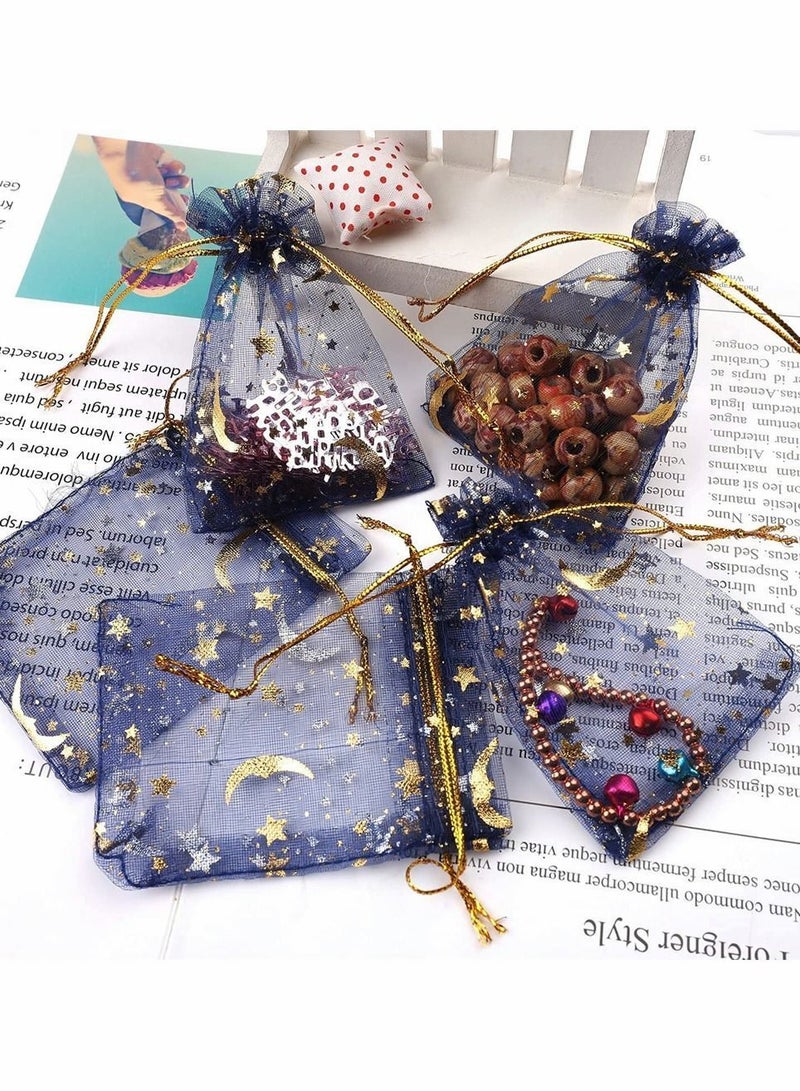 Y&D 100 Pieces Moon Star Organza Jewelry Candy Bags, Sheer Favor Bags Gift Pouch with Drawstring for Wedding Birthday Party Valentine's Day (2.7 x 3.5 Inch, Random Color) - Image 3