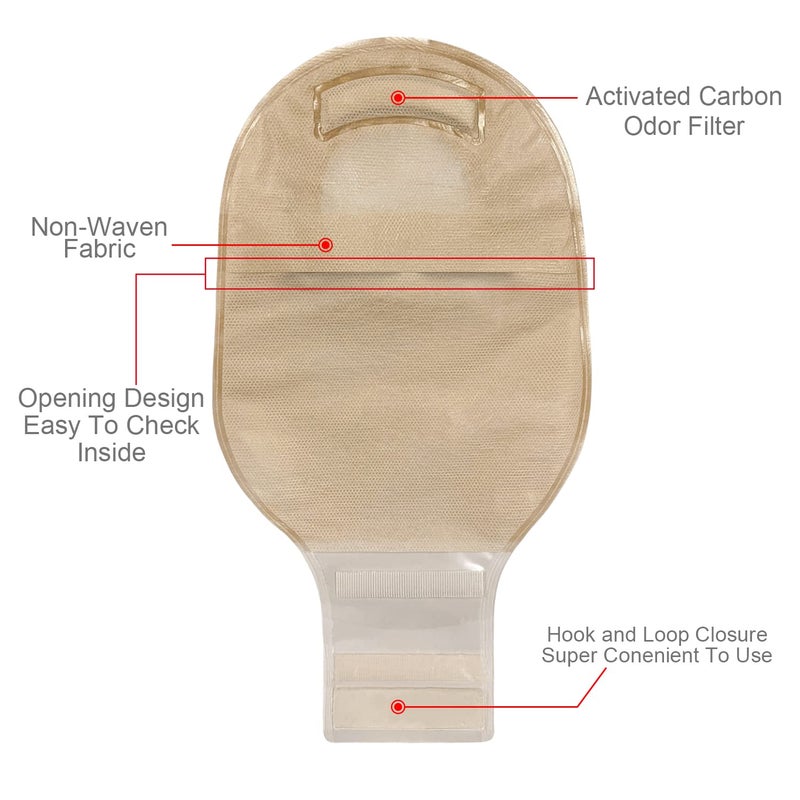 OUCHAN Carbou 21 PCS Ostomy Supplies Colostomy Bags Two Piece Drainable Pouches with Closure 12", Ileostomy Stoma Care,Cut-to-Fit(15pcs Bags+6pcs Barrier) - Image 4