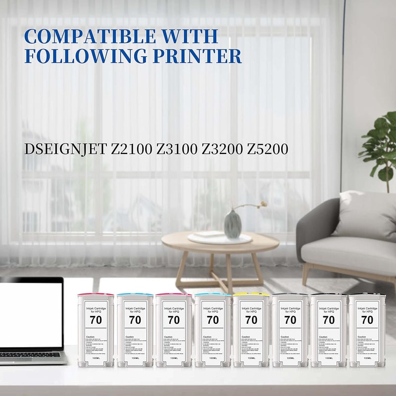 Aomya Compatible HPQ 70 Ink Cartridges Full Ink for HPQ70 Printhead C9404A C9405A C9406A C9407A Designjet Z2100 Z5200 Z3100 Z3200 (Red) - Image 3